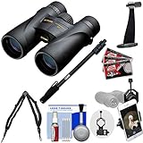 Nikon Monarch 5 8x42 ED ATB Waterproof/Fogproof Binoculars with Case + Harness + Smartphone and Tripod Adapters + Monopod + Cleaning Kit