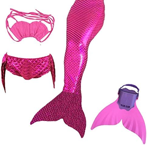 Adkinly Kids Girls Sparkle Mermaid Tail with Monofin Swimmable Swimwear