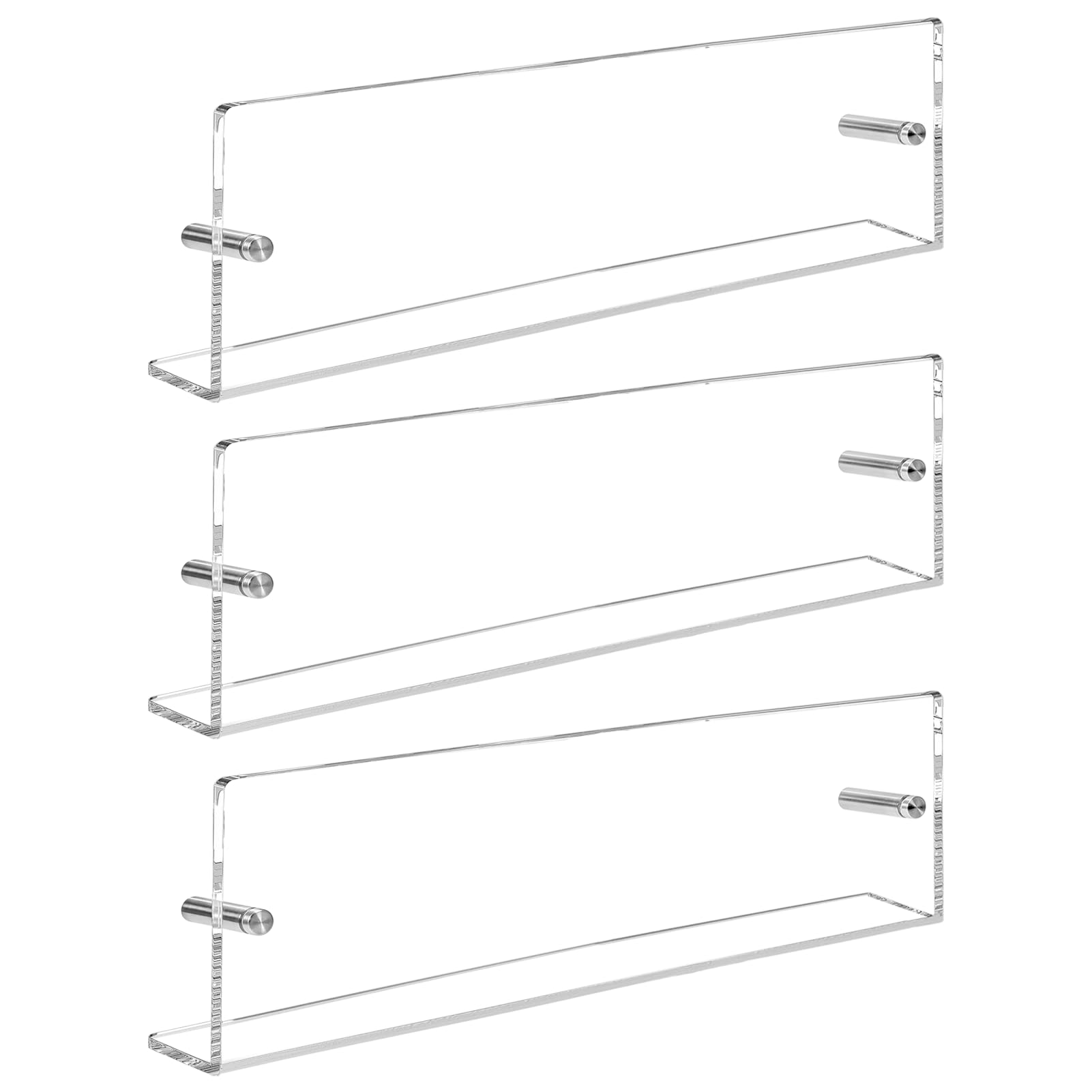 Dewonme Magazine Shelf,Set of 3,Clear Acrylic,68cm Long,Shelves for Wall,with Easy Installation for Living Room, Bedroom, Nursery, Home Office, Library