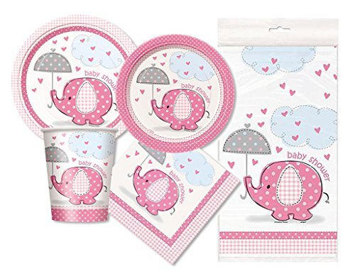 Pink elephant baby shower party package - serves 16 (pi…