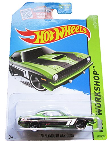 Hot Wheels, 2015 HW Workshop, '70 Plymouth AAR Cuda [Green] Die-Cast Vehicle #199/250