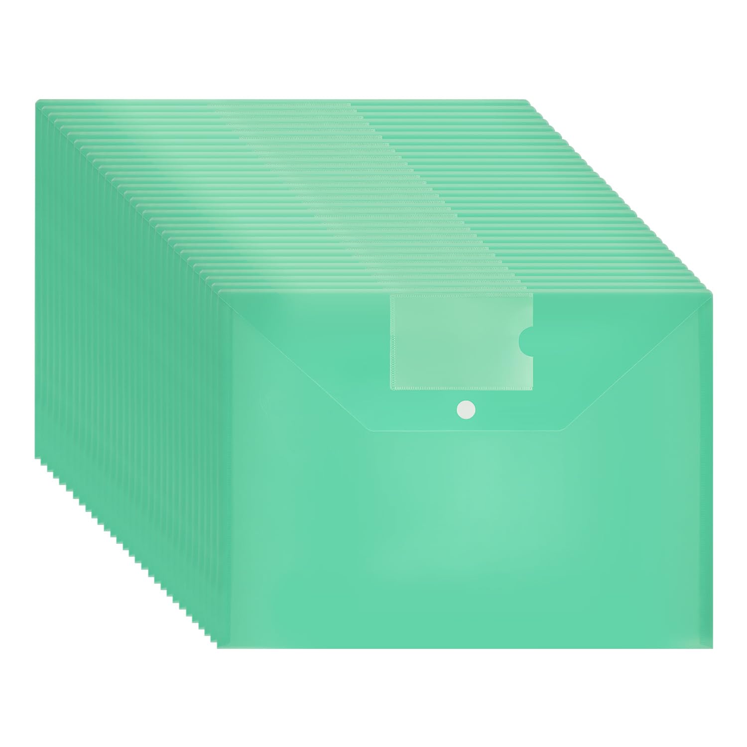Plastic Folders A4-30 Pack A4 Plastic Folders for Documents Popper Wallets with Button Closure (Green)