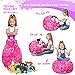 5 STARS UNITED Stuffed Animal Storage Bean Bag – Toy Storage Organizer and Bean Bag Chair for Kids Holds up to 90+ Plush Toys – Cotton Canvas Bags Cover for Boys and Girls Ages 4-11, Pink Princess