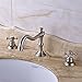 Rozin Widespread 3 Holes Bathroom Sink Faucet Dual Cross Knobs Vanity Mixing Tap Brushed Nickel