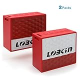 Lobkin TWS Bluetooth Speakers for Couples,Wireless Portable Bluetooth 4.2,IPX7 Waterproof Speaker,Crystal Clear Sound and Premium Bass For Sports,Travel,Shower,Beach,Party (RED)