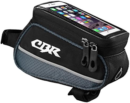 CBR Bike Frame Bag Front Cycling Top Tube Pannier TPU Touchscreen Phone Storage Bag with Audio Extension Line 4.8 inch for iPhone,Gray
