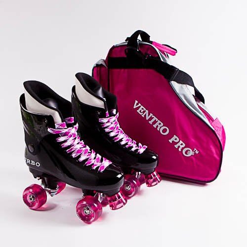 Ventro Pro Turbo Quad Roller Skates - Pink Wheels and Skate Bag - Customized By Oli's