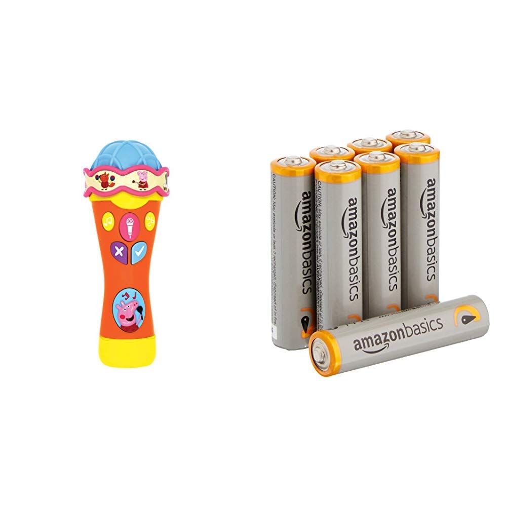 Peppa Pig none Singalong & Learn Microphone, Multi & Amazon Basics AAA Performance Alkaline Batteries [Pack of 8] - Packaging May Vary