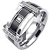 KONOV Mens Cubic Zirconia Stainless Steel Ring, Charm Elegant Wedding Band, Black, Size 9