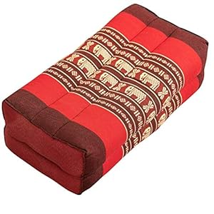 Laeto Zen Sanctuary Thai Yoga Meditation or Pilates Kapok Filled Support Pillow Block Cushion in Traditional Thailand Fabric 35x15x10cm
