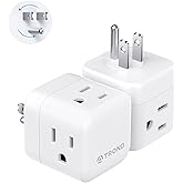 TROND Multi Plug Outlet Extender 2 Pack, 360° Rotating Plug Wall Adapter, 3 Way Outlet Splitter, 3-Sided Small Power Expander