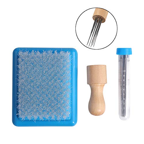 Felting Mat Brush Needle Felting Tool, 1 Pcs Plastic Felting Needle Tool Embroidery Wool Stitching Punch Craft Wooden Hand Felting 10pcs Punch
