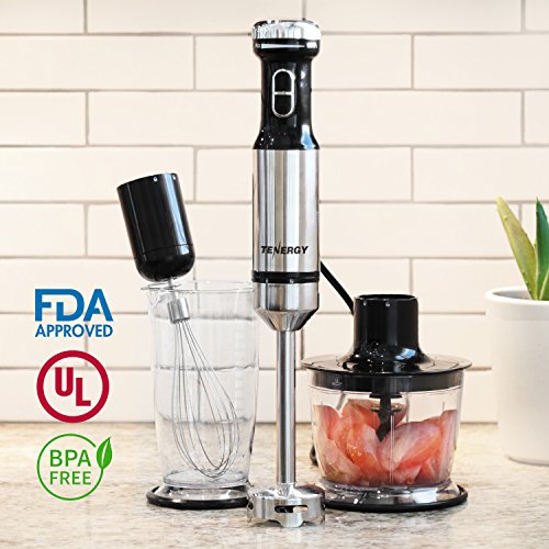 Tenergy Immersion Blender, 200W Stepless Speed Control Hand Blender Set