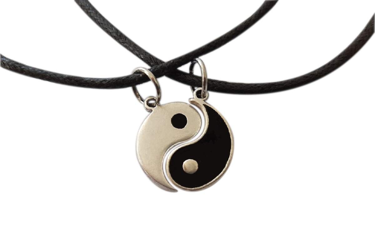 Eurofusioni TAO pendants Couple with necklaces - Craft Jewel, Yin Yang silver plated Lucky Charms. Original Gift Idea women and man, Anniversary, Birthday, Valentines Day for her and him