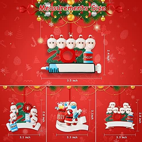 4 Pack 2021 Christmas Ornaments, 3D Resin DIY Personalized Ornaments Santa Claus Christmas Tree Hanging Pendant Decor Party Holiday Decorations Gift for Friends Family