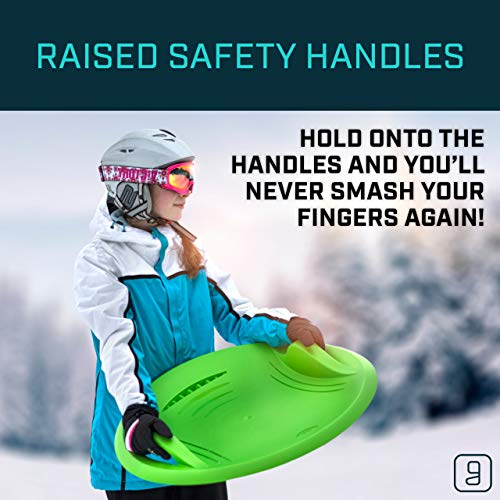 Gizmo Riders Supernova - New Age Disc Sled with Integrated Lean Back Brake with Raised Safety Handles for Maximum Steering Control, Holds 200lbs, Ages 3 and Up (Mystic Green, 24 Inch) - Thumbnail 2