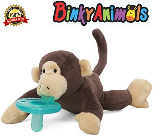 Pacifier Monkey Stuffed Animals Infant Toys Clip Holder Nuk Teether Paci Binky Animal Baby Pacifiers Newborn Silicone Pacifier 6-18 months 0-6 months