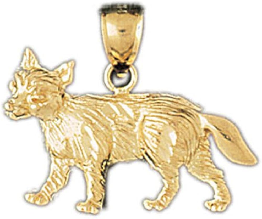 14k Yellow Gold Fox Pendant Jewelry