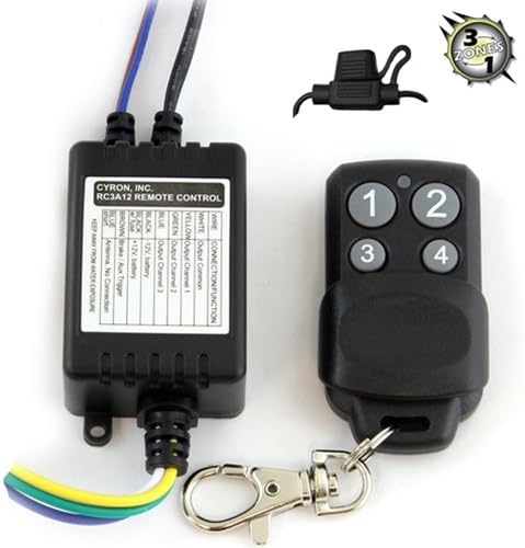 Smart Micro LED Light Controller for Motorcycles, Uni-zone and Tri-zone RF, 12V DC, Compatible with Cyron CV6 and FL30 products + Wireless Remote, RC3A12