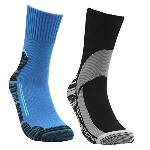 RANDY SUN Men's Winter Warm Windproof Sports Running Socks Black & Blue 2 Pairs