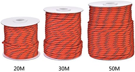Serda Reflective Tent Cord - 5mm Dyneema 20/30/50m Red - Suitable for Camping Awning Tent, Sailing, Dinghy