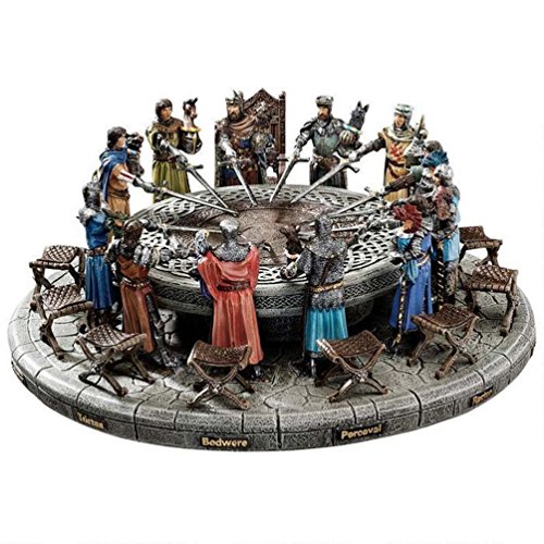 Design Toscano King Arthur and the Knights of the Round Table Medieval Statue Set Includes 12 Knights, 12 Chairs and Table Display , 13 Inch, Polyresin, Full Color