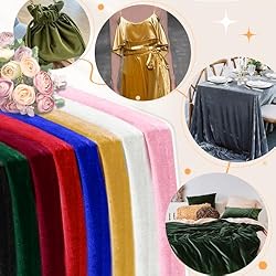 P Pothuiny Gold Velvet Fabric by The Yard, 1 Yard x