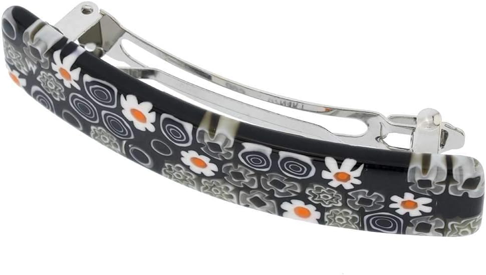 Glass Of Venice Murano Glass Millefiori Hair Clip - Black and White, Black/White - Image 3