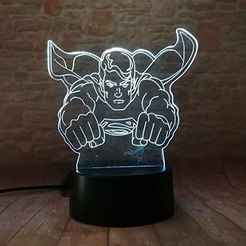 7 Color Changing Night Lamp 3D Atmosphere Bulbing Light 3D Visual Illusion LED Lamp for Kids Toy Christmas Birthday Gifts (Superman) - Thumbnail 7