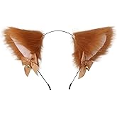 ccHuDE Cute Cat Ears Headband Fox Ears Cosplay Headband with Bells Headwear Hairband for Party Costume Halloween Hairhoop Brown