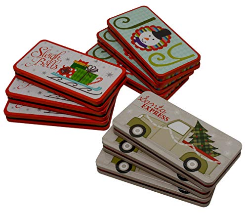 Christmas Gift Card Holders Tin Money Holder with Holiday Designs and Sayings, Rectangle Tins for Gift Giving Cash & Cards on Xmas (Set of 9)