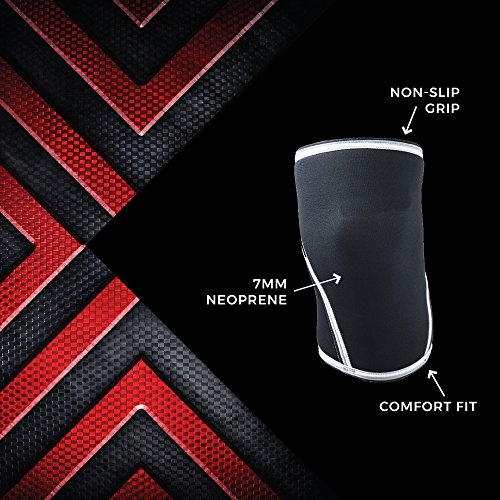 Knee Sleeves (1 Pair) 7mm Neoprene Thick Compression Knee Brace Support for Weightlifting, Powerlifting, Squatting & Cross Fit Training Fitness for Women and Men Black, X Large
