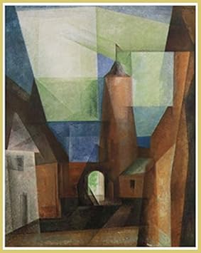 Bild mit Rahmen Lyonel Feininger - Der Grützturm in Treptow - Aluminium gold glänzend - 48 x 60cm - Premiumqualität - Klassis