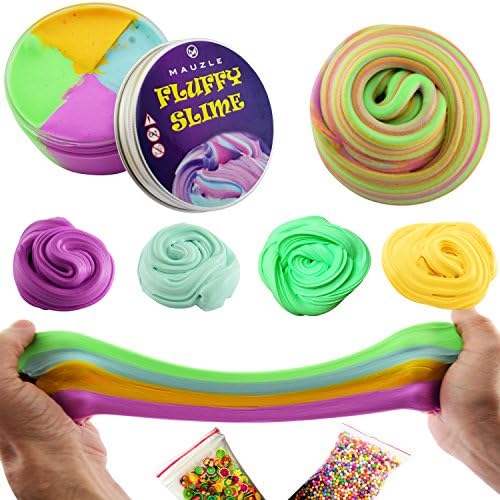 Mauzle Stretchy Slime - Floam Sludge for Stress Relief Fidget Toy for Kids and Adults it is Scented, Soft and Non-Sticky (4 Colors) 6 Ounce