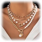 4 Pcs Layered Gold Necklace For Women Trendy Adjustable Chunky Pearl Stacked Choker Necklaces Charm Multilaye Paperclip Chain Necklace Set For Beach Jewelry