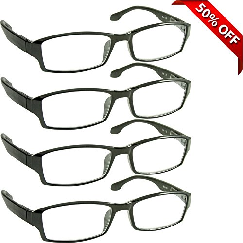 Reading Glasses _ Best 4 Pack for Men and Women _ Have a Stylish Look and Crystal Clear Vision When You Need It! _ Comfort Spring Arms & Dura-Tight Screws _ 100% Guarantee +2.00