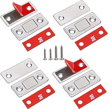 Cabinet Door Magnets Jiayi 4 Pack Ultra Thin Magnetic Door Catch Stainless Steel Drawer Magnet Catch for Sliding Door Closure Kitchen Cabinet Closer Cupboard Closet Door Magnetic Latches Hardware