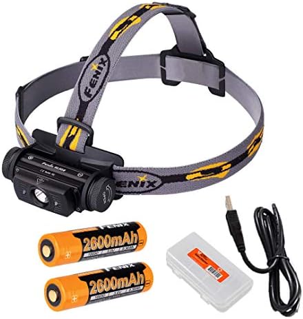 Lumen Tactical Fenix HL60R 950 Lumens Rechargeable LED Headlamp with Two Rechargeable Batteries, USB Charging Cable Battery Organizer