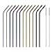 Stainless Steel Straws Set of 12, Wildone 10.5 Inch Bent Metal Drinking Straws, Reusable Straws with Free Cleaning Brush, 5 Colors, for 20oz 30oz Tumblers(12 Bent + 2 Brushes+1 Black Pouch)