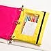 Pencil Pouch (5 Pieces) for 3 Ring Binder with Clear Window, Bright Green, Yellow, Blue, Pink, Purple