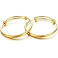 Ethlyn Christmas Gifts for baby for 2pcs/lot 18K Gold Plated Glossy Expandable Charm Bangles &bracelets for 12months children