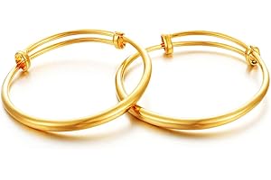 Ethlyn Christmas Gifts for baby for 2pcs/lot 18K Gold Plated Glossy Expandable Charm Bangles &bracelets for 12months children