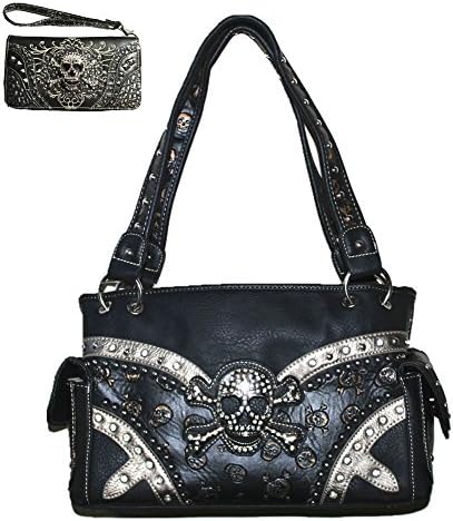 Rhinestone Metal Skull Women's Handbag, Wallet in 4 Colors (Gold/Black)