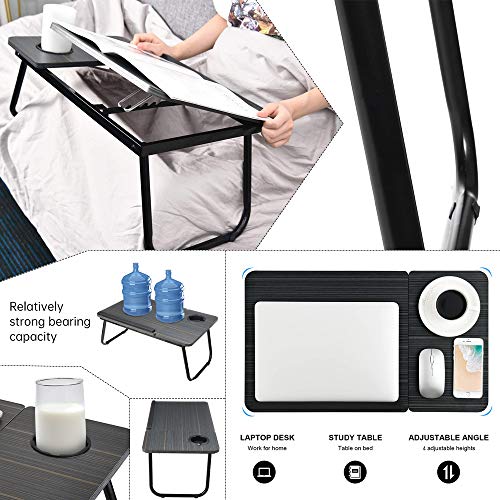 Laptop Desk, Adjustable Durable Wooden Folding Bed Table with Cup Holder, Laptop Stand for Bed/Outdoor/Office/Sofa (21.85\