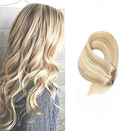 Clip in Extensions Blonde to Highlights Balayage Silky Long Straight Hair Clip in Extensions 70g Thick Full Top to End 22inch 7Pices