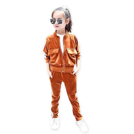 orange velvet tracksuit