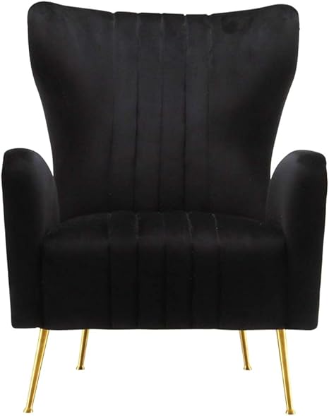Amazon Com Accent Wingback Chair Black Velvet Dining Chair Upholstered Stainless Steel Legs Gold Tufting Nailhead Trim Modern Contemporary Armchair Living Room Statement Comfort Relaxing Comfy Ebook By Nakshop Chairs