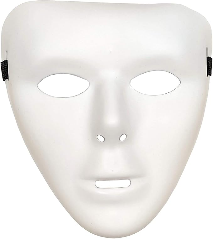 12 x Plain White Plastic Face Mask Party Dance Performance Fancy Dress