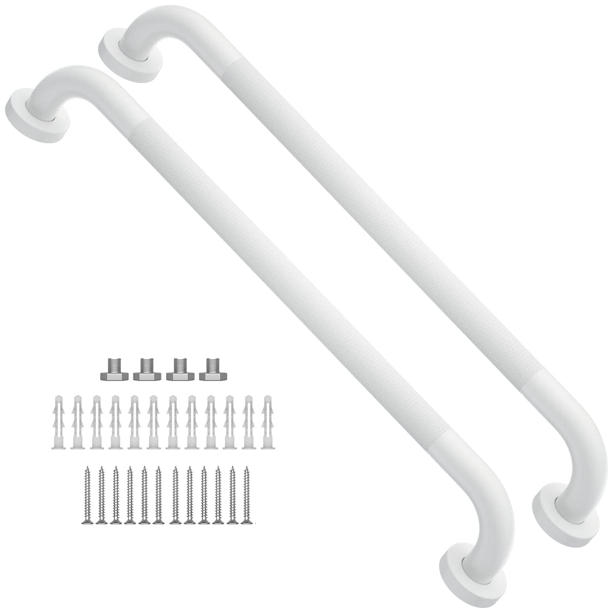 Photo 1 of 2 Pack 24 Inch Anti Slip Shower Grab Bar Oil Rubbed White 1.25" Diameter,Munzong Bathroom Grab Bar, Knurled Bathroom Balance Bar,Safety Hand Rail Support Handicap Elderly Senior Assist Bath Handle