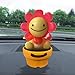 Glumes Solar Powered Dancing Toy Flower Swaying Animal for Car Decoration Happy Valentine Day Happy Christmas Day, 13x11cm (red)